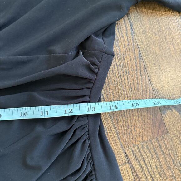 Lauren Ralph Lauren Rushed Jersey Dress 6 Black Stretch V-neck 3/4 Sleeve 1903 - Picture 13 of 14